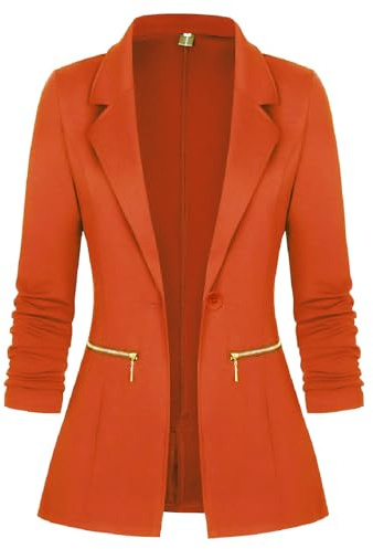Genhoo Womens Blazer for Work Professional Blazer Jacket Casual Oversized Blazers Orange 3XL