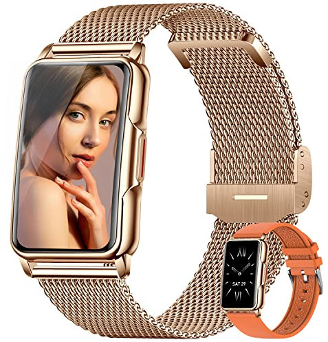 Kesasohe Smartwatch Damen 1,47 Zoll Armbanduhr mit IP68 Wasserdicht Fitness Tracker Sportuhr mit Zwei Wochen Standby SpO2 124 Trainingsmodi Herzfrequenzmessung Schlafmonitor Android iOS Roségold