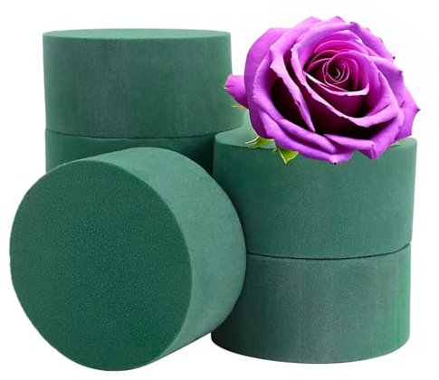 Caliko 6-Pack Round Wet Floral Foam Blocks – 8x5 cm | Ideal for Flower Arrangements, Room Décor & Floristry Displays | Premium Craft Flower Florist Foam for DIY Projects & Event Decorations.