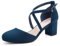 Greatonu Womens Court Shoes Mid Heel Chunky Dress Sandals Ladies Ankle Strap Wedding Party Pumps Blue Size 8