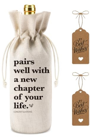 XFW 1 Pcs Funny New Chapter Wine Bag New Beginnings Gifts for Women Men Farewell Gifts for Friends Going Away Gifts for Coworkers Women Men Moving Away Gifts for Friends New Teacher Gifts