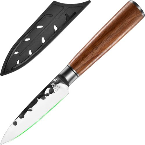 FULLHI Coltello da chef, mannaia forgiata per la cucina di casa, coltello da cucina in acciaio ad alto tenore di carbonio per il taglio di carne e verdure (Buccia di 9cm)