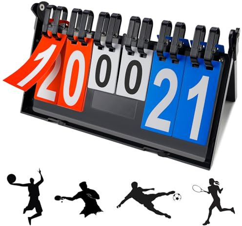 WPPQWP Anzeigetafel, 6-Stellige Digit Flip Anzeigetafel, Punktetafel Digital, Tragbare Tischplatte Scoreboard, Punktezähler für Sport Tischtennis Basketball Volleyball Wettkämpfe Indoor Outdoor