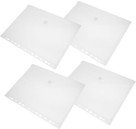 SEWACC 4 Stück Aufbewahrungstaschen für Dokumente dokumenten tasche document bag Bürobedarf-Datei Tasche briefumschläge transparenter Aktenhalter Dokumententaschen aus Kunststoff pp Weiß