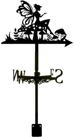 SUPERDANT Wetterhahn Mit Feen Und Pilzen Wetterfahne Schuppen Wetterfahnen Geflügelte Feen Weathervane Gartendekoration Weather Vane Für Bauernhaus Hof Dach Schuppen Dekoration