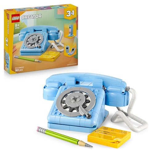 LEGO Creator 3 en 1 Teléfono Retro de Juguete con Dial Giratorio - Se Transforma en Teléfono de los 80 o 2 Móviles de los 2000 - Regalo para Niñas y Niños de 8+ Años - Decoración de Estantería 31174