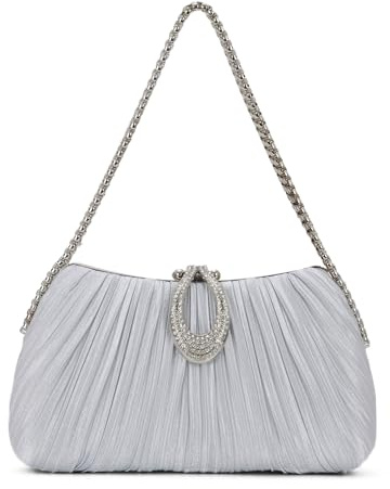 Jywmsc Pochette da Donna Pochette da Sera Borsetta in Raso Plissettata Borsa a Tracolla per Matrimonio Formale