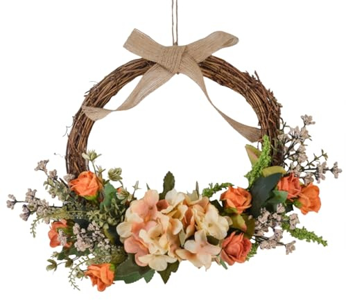 Coronas de Primavera de Verano: Floral Artificial Colorido para Porche o, arreglo de Flores de Seda estacional | Decoración de la Puerta Principal para Pascua, Pared de jardín o affic