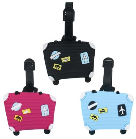 JchEnye 3 Etiquetas para Equipaje, Etiquetas para Maletas Coloridas con identificación, Etiquetas para Equipaje de Silicona, Un Must para los viajeros