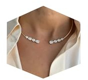 XSBODY Teardrop Open Gold Choker Necklace Statement Jewelry Adjustable Torques Rhinestone Cuff Collar Necklace for Women Prom (Gold)