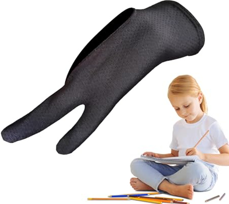 Drawing Glove, 2 Pieces Two Finger Tablet Gloves, 8.19x3.35 Inches Right and Left Hand Breathable Artist Wraps to Graphic Tablets, Paper Sketching, Digital Drawing for Students, Professionals