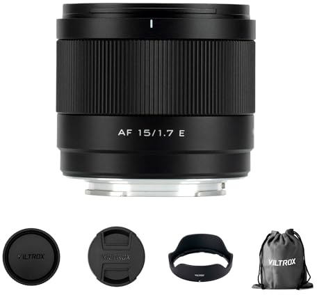 VILTROX 15 mm F1.7 E-objektiv för Sony E-Mount, AF 15 mm f/1.7 Ultra Vidvinkel Autofokus APS-C E-objektiv kompatibel med Sony a6300 a6400 a6500 a6600 ZV-E10 FX30 A6700 ZV-E10II a7 a7R⤞ a7 a7R a9 a1
