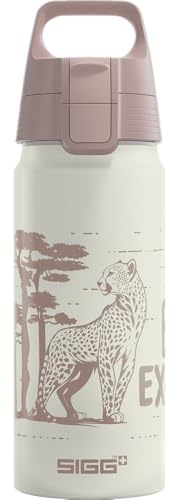 Sigg – Alu drickflaska barn – WMB ONE Brave Safari – lämplig för kolsyrade drycker – läckagesäker – fjäderlätt – BPA-fri – klimatneutralt certifierad – sport och skola – vit – 0,6 l