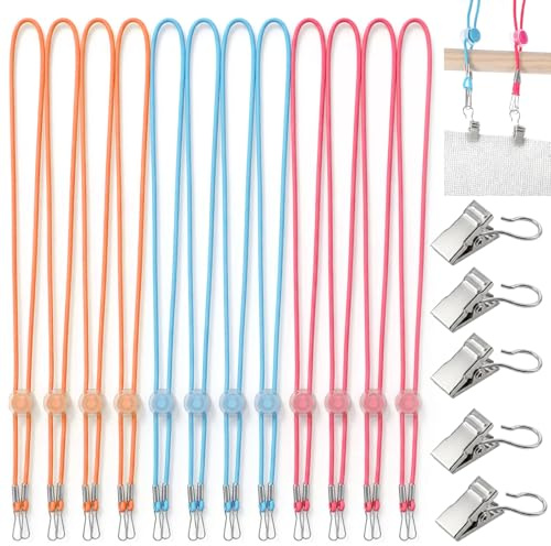24Pcs Cross Stitch Tension Clips, Elastic Rubber Ropes with Metal Clips for Embroidery Fabric