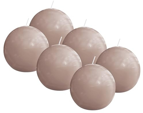 Bolsius Essentials – Vela esférica lisa – Rosa – brillante – 7 cm – 6 unidades – 16 horas – velas decorativas – sin aceite de palma – con cera vegetal natural