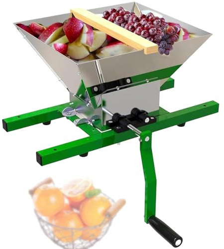 Trituradora de frutas, molinillo manual de 7 litros, herramienta de cocina grande de acero inoxidable con mango de rodillo, ideal para rascar y triturar frutas en casa