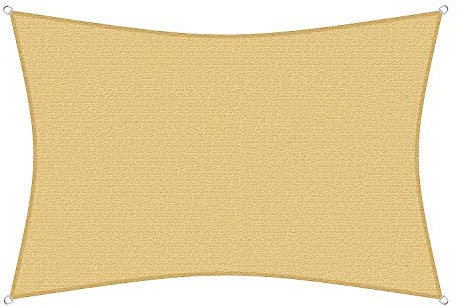 sunprotect 12023 Professional Sonnensegel, 6 x 3,5 m, Rechteck, Wind- & wasserdurchlässig, beige