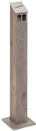 Hiska Standascher, Alu, Vintage Holz hell, Quadratisch, Freistehend, Pulverbeschichtet