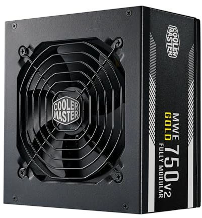Cooler Master MWE Gold 750 V2 Fully Modular Power Supply – 750W 80+ Gold Certified PSU, Dual EPS Connectors, Semi-Fanless Low Noise Design, Flat Black Cables, Reliable ATX Gaming PSU, 5-Year Warranty