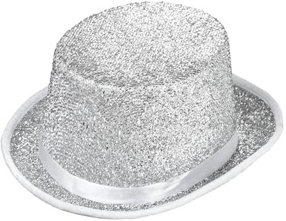 W WIDMANN MILANO Party Fashion 04542 - Hut Showtime, Silber, Glitzer, Zylinder, Hut, Mütze, Kostüm, Karneval, Mottoparty
