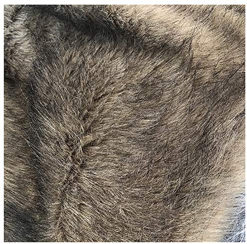 Tessuto in Pelliccia di Lupo Sintetico Ispessito 160x50 Cm, Tappezzeria in Tessuto Peloso Marrone Morbido per La Decorazione di Abbigliamento Fai da Te Coperta Shaggy Leggera(Color:Marrone)