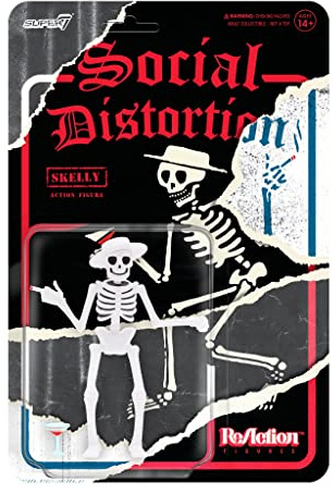 Super7 Social Distortion Skelly - 9,5 cm Social Distortion actionfigur med tillbehör klassisk musik samlarobjekt och retroleksaker