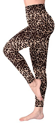 SINOPHANT High Waisted Leggings for Women, Buttery Soft Elastic Opaque Tummy Control Leggings, Plus Size Workout Gym Yoga(Leopard1,S-M)