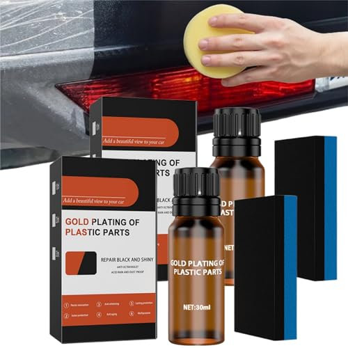 Rinnova Plastiche Auto,2PC Restauratore e Lucidante per Plastica,Ravviva Protegge Superfici Plastica,Rimuovi Graffi Plastica,Plastic Refreshing Car,Agente Rivestimento per Auto,Restauratore Plastica