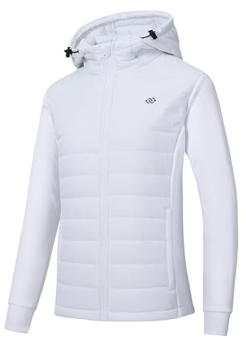 MoFiz Femmes Veste Mixte Randonnée Veste Softshell Chaude Camping Veste Course Sports Plein Air White EU L