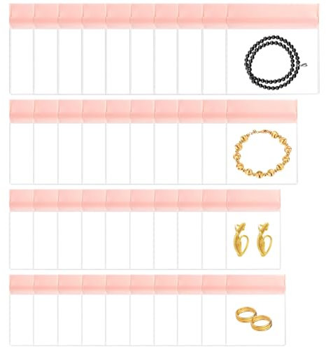 PIGIAOKA 40PCS Eva Anti-Tarnish Clear Storage Jewelry Bags - Pouches for Rings, Earrings, Bracelets, Watches With Zipper, No Yellowing and No Odors (Four Sizes)