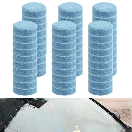 60 Pcs Pastiglie Lavavetri Effervescenti, Rondella Effervescente per Auto Detergente Pastiglie Tergicristalli per Pulizia Vetri Auto Liquido Pulizia del Parabrezza Solido Compresse Rondella (2, Blue)