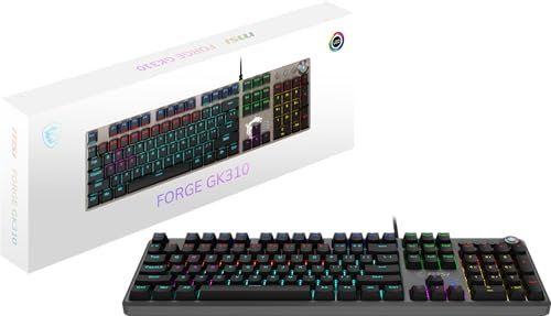 MSI Forge GK310 DE - RED SWITCHES Mechanische Gaming-Tastatur - Mechanische rote Schalter (linear), ergonomische Tastenkappen, rutschfeste Basis, RGB-LED, USB 2.0 - Standardgröße