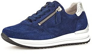 Gabor Damen Low-Top Sneaker, Frauen Halbschuhe,straßenschuhe,Strassenschuhe,Sportschuhe,Freizeitschuhe,Oceano/Silber (pf),40 EU / 6.5 UK