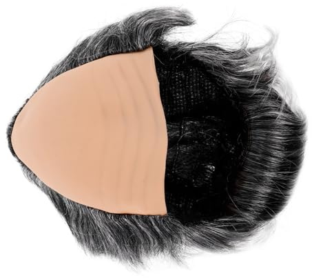 Genérico Tupé Corto Calvo Para Hombres Divertida Gorra Calva Con Cabello Realista En Los Costados Ideal Para Fiestas De Disfraces Y Bromas De Halloween Gris