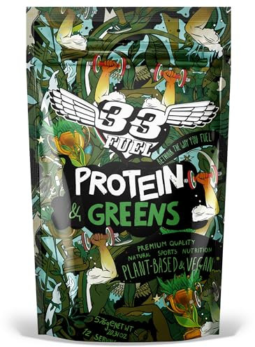 33Fuel Protein & Greens Powder – Natural, 20g Plant Protein, Organic Supergreens, Vegan, High-Fibre All-in-One Daily Nutrition – 576g Chocolate