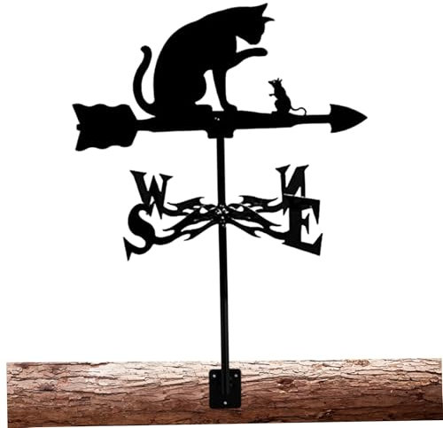 Vane météorologique, métal au-Dessus des aubes météorologiques du Toit Chat et Rat Weatervanes Farm Scène indicateur de Direction du Vent pour Le Jardin, la Cour, Les hangars, la Cour, Le décor de p