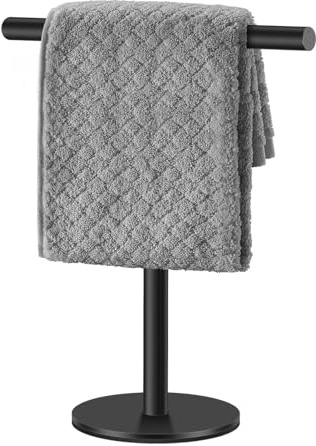 Soporte de toallas trasero - Soporte de barra independiente, toallero de metal de 30 cm, contraorganizador compacto, moderno almacenamiento en forma T | Accesorio de cocina de baño para toallas