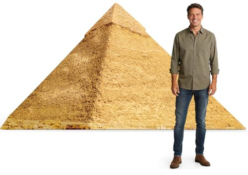 ARQRHTLY 4.8 Ft Pyramid Cardboard Cutout Life Size Egyptian Pyramid Standee Ancient Egypt Stand Up Backdrop Props for Party Events Decoration Indoor Outdoor Classroom Museum Exhibit Photo Booth