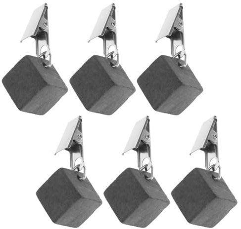 ABOOFAN 6 Piezas de Pesas para Manteles con Clip de Metal, Abrazaderas Prácticas de Piedra y Hierro para Fijar Manteles en Exteriores y Picnic