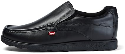 Kickers Men's Fragma Slip On Moc Toe Comfortable Leather Shoes | Smart Everyday School Look | Easy Slip-On Style, Cushioned for All-Day Wear, Black, 12 UK