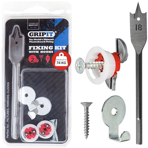 Gripit Red Mirror Hanging Kit, Pack of 2, Holds Up to 74kg | Heavy Duty Plaster Board Wall Fixing, Clocks, Mirror Fixings & Picture Hanging Kit – Easy to Install – UK Designed