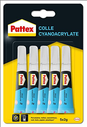 Pattex - Colle Cyanoacrylate Liquide (lot de 5 tubes de 2 g) – Colle cyanoacrylate extra forte et transparente – Multi-matériaux.