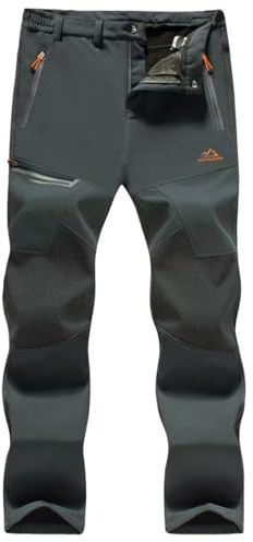 MAGCOMSEN Mens Snow Pants Winter Ski Hiking Pants Waterproof Fleece Insulated Work Snowboarding Hunting Dark Grey 32