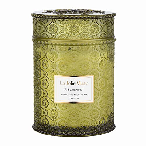 LA JOLIE MUSE Duftkerze Starlit Golden Fir Weihnachtskerze für Zuhause, Geschenkidee für Frauen & Männer, große Duftkerze mit Holzdocht, 90 Stunden Brenndauer, 19oz (539g)