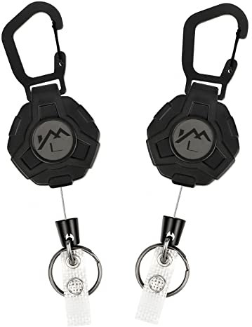 2 Piezas Llavero Retráctil Llaveros Retráctiles soporte para insignia con mosquetón muy resistente, carrete táctico de identificación con cable extensible retráctil de acero de 70 cm