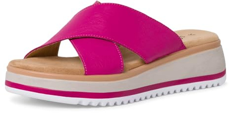 s.Oliver Damen Pantoletten aus Leder Plateau, Rosa (Fuxia), 39 EU