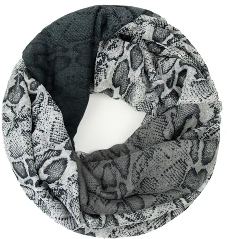 Glamexx24 damhalsduk lejonmönster lång sjal slinga tubhalsduk halsduk XXL sjal flicka djur tryck duk, Svart grå, one size