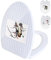 Toilettendeckel, Toilettensitz, weiß, robust, oval, mit Schnellverschluss, Absenkautomatik, Badezimmer, dekorativ, mit verstellbarem Edelstahlscharnier for einfache Reinigung (Orchidee)(Orchid)