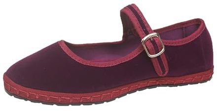 Zapatos planos de terciopelo Mary Janes para mujer, color rojo, para otoño 2024, Y2k, zapatos planos de gamuza Mary Jane, Borgoña, 37 EU
