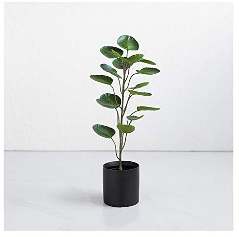 Falska växter 27,6 höga konstgjorda träd konstgjorda fiolblad fikonträd Faux Ficus konstgjorda krukväxter för hemmakontorsdekoration konstgjorda (svart bassäng A)